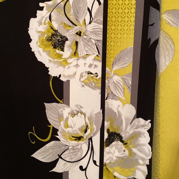 JM Collection mustard yellow with black and white flowers super soft EUC - Picture 4 of 7